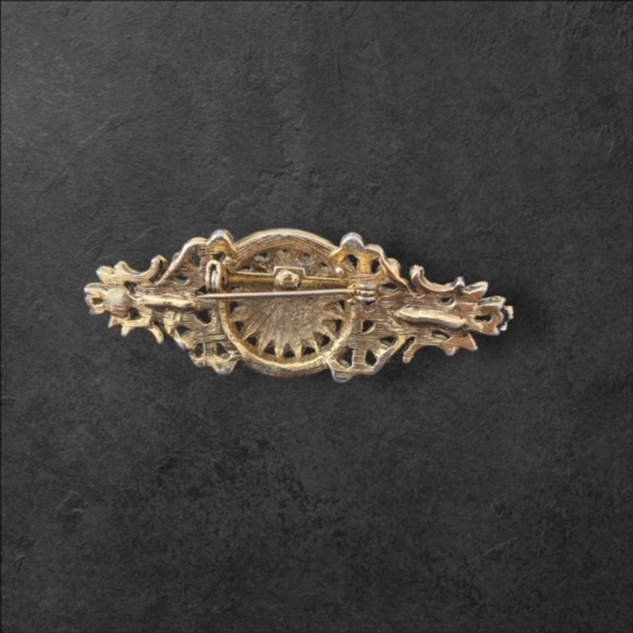 Vintage Victorian Style Gold Tone Filigree with Seed Pearls Bar Brooch Pin - Picture 2 of 4